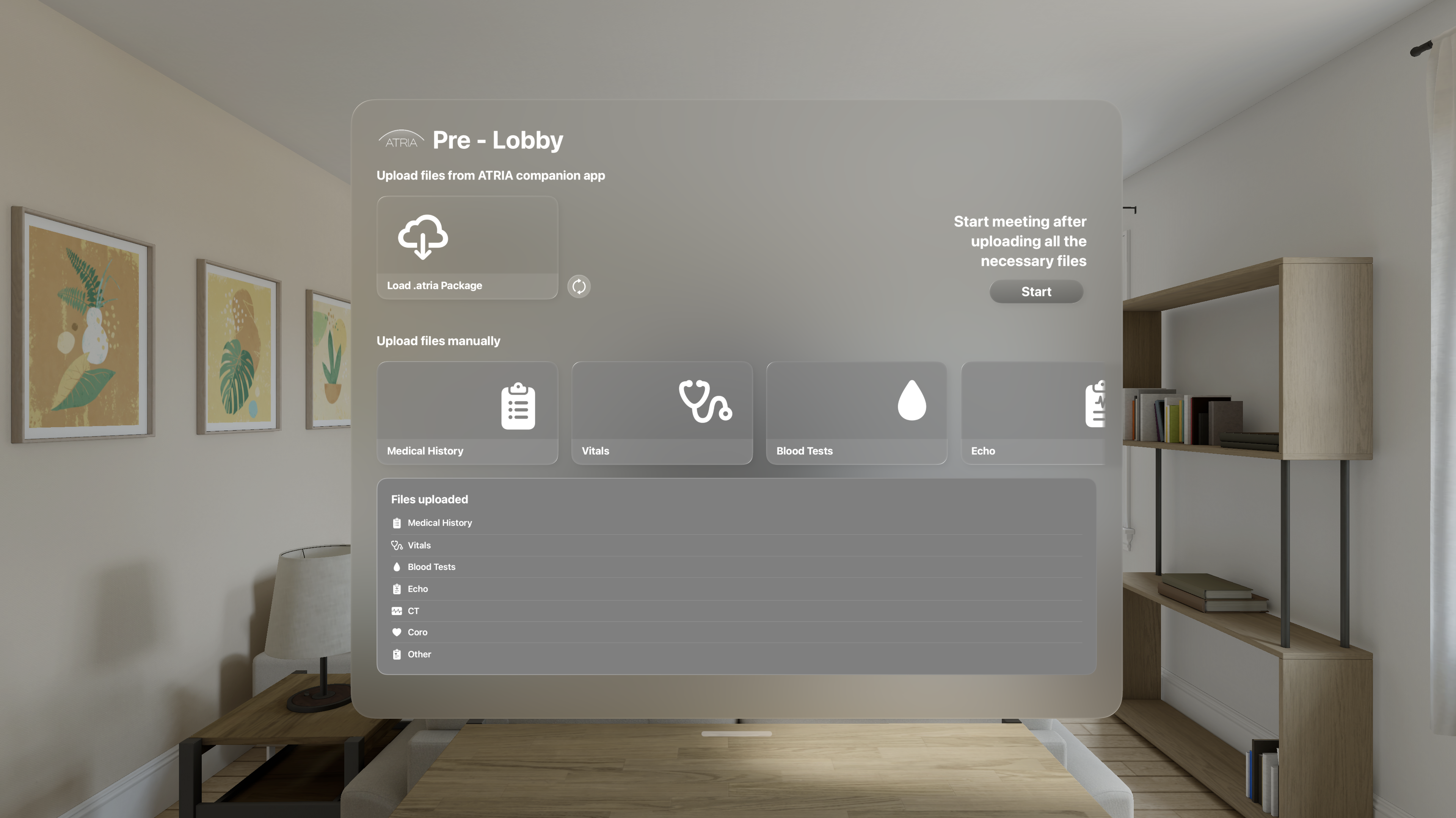 Pre-lobby meeting preparation screen